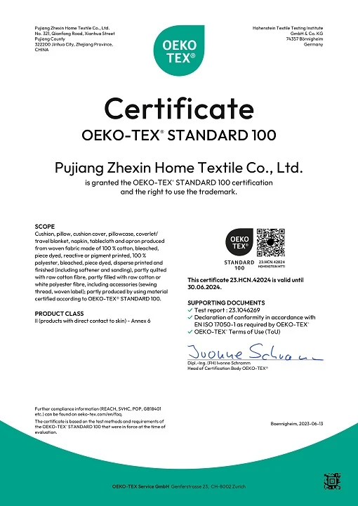 OEKO-TEX Standard 100 Certification OEKO-TEX Standard 100 Certification