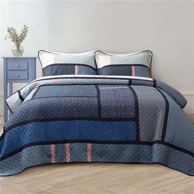 Asymmetric Patterned Patchwork Cotton Quilt Set