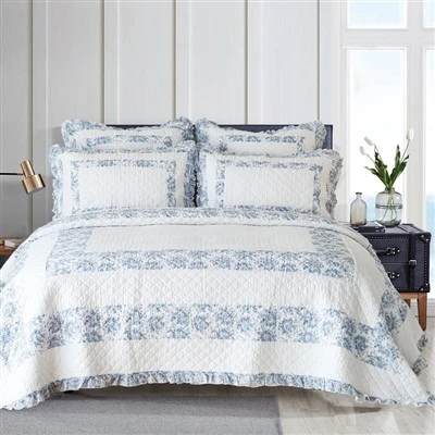 Patchwork Quilt Bedding Set With Ruffled