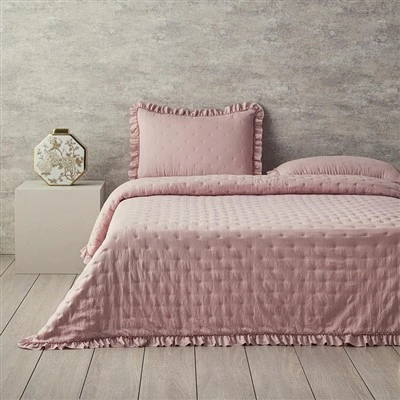 Soft Warm Ultrasonic Quilt Set With Ruffled