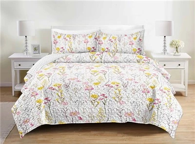 Sweet Floral Printed Cotton Quilt Set